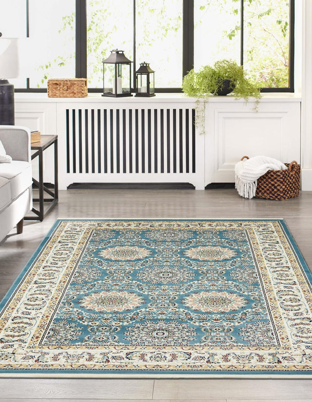 Blue 3' 1 x 5' 3 Narenj Rectangle Area Rug 85% Polypropylene & 15% Polyester Traditional Classic Carpet for Living, Dining, Bedrooms, Office for Sale at Rug Engine