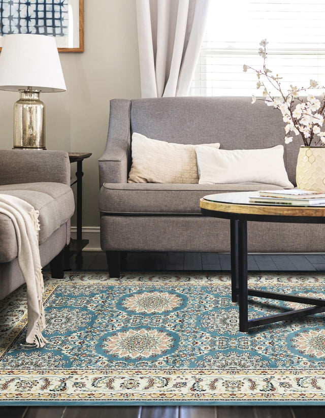 Blue 3' 1 x 5' 3 Narenj Rectangle Area Rug 85% Polypropylene & 15% Polyester Traditional Classic Carpet for Living, Dining, Bedrooms, Office for Sale at Rug Engine