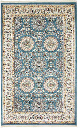 Blue 5' 3 x 8' Narenj Rectangle Area Rug 85% Polypropylene & 15% Polyester Traditional Classic Carpet for Living, Dining, Bedrooms, Office for Sale at Rug Engine