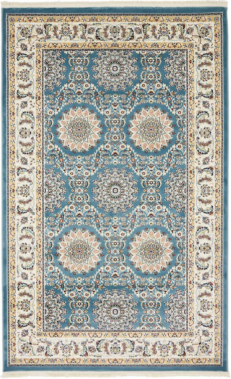Blue 5' 3 x 8' Narenj Rectangle Area Rug 85% Polypropylene & 15% Polyester Traditional Classic Carpet for Living, Dining, Bedrooms, Office for Sale at Rug Engine