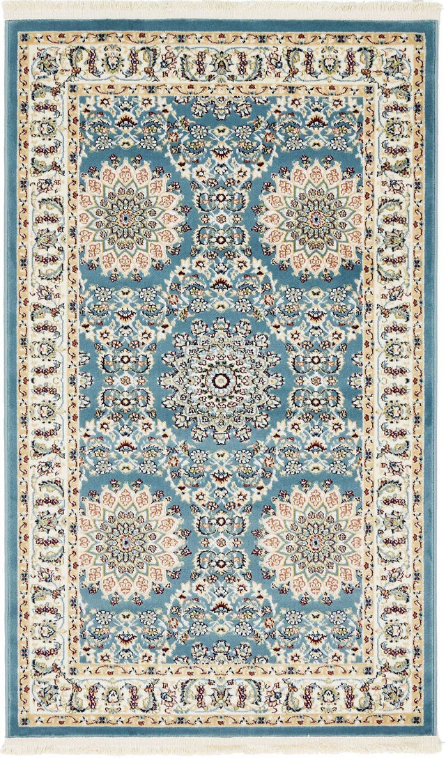 Blue 3' 1 x 5' 3 Narenj Rectangle Area Rug 85% Polypropylene & 15% Polyester Traditional Classic Carpet for Living, Dining, Bedrooms, Office for Sale at Rug Engine