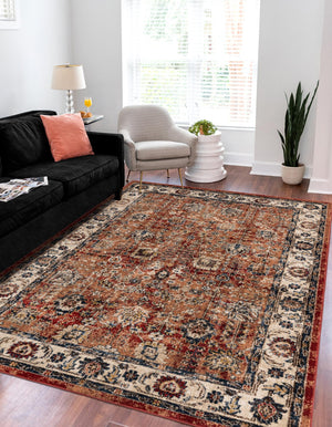 Terracotta 8' x 10' Utopia Rectangle Area Rug Traditional Vintage Persian Inspired Vivid Color Durable Carpet for Unique Interiors for Sale at Rug Engine