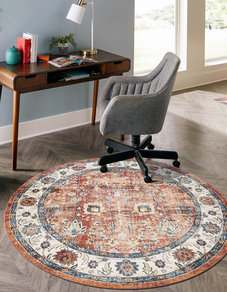 Terracotta 8' x 8' Utopia Round Area Rug Traditional Vintage Persian Inspired Vivid Color Durable Carpet for Unique Interiors for Sale at Rug Engine