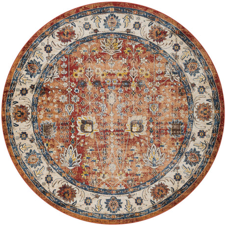 Terracotta 8' x 8' Utopia Round Area Rug Traditional Vintage Persian Inspired Vivid Color Durable Carpet for Unique Interiors for Sale at Rug Engine