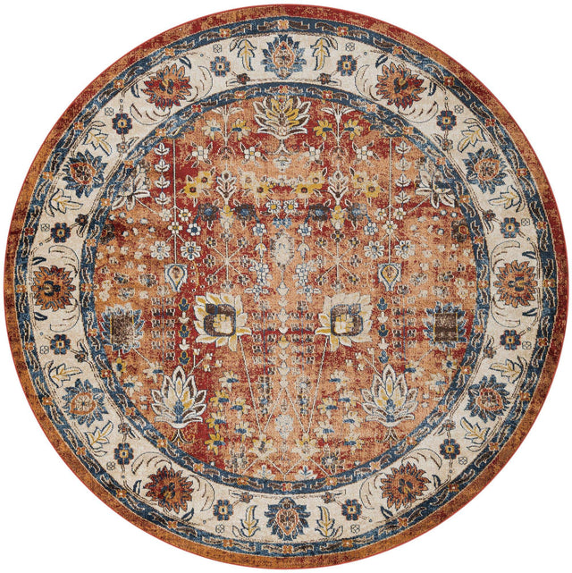 Terracotta 8' x 8' Utopia Round Area Rug Traditional Vintage Persian Inspired Vivid Color Durable Carpet for Unique Interiors for Sale at Rug Engine