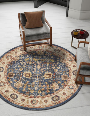 Light Blue 8' x 8' Utopia Round Area Rug Traditional Vintage Persian Inspired Vivid Color Durable Carpet for Unique Interiors for Sale at Rug Engine