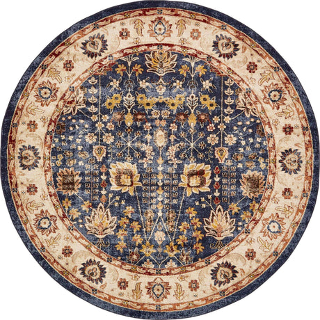 Light Blue 8' x 8' Utopia Round Area Rug Traditional Vintage Persian Inspired Vivid Color Durable Carpet for Unique Interiors for Sale at Rug Engine