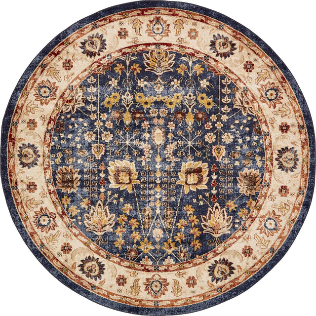 Light Blue 8' x 8' Utopia Round Area Rug Traditional Vintage Persian Inspired Vivid Color Durable Carpet for Unique Interiors for Sale at Rug Engine
