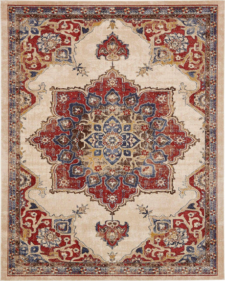 Cream 8' x 10' Utopia Rectangle Area Rug Traditional Vintage Persian Inspired Vivid Color Durable Carpet for Unique Interiors for Sale at Rug Engine
