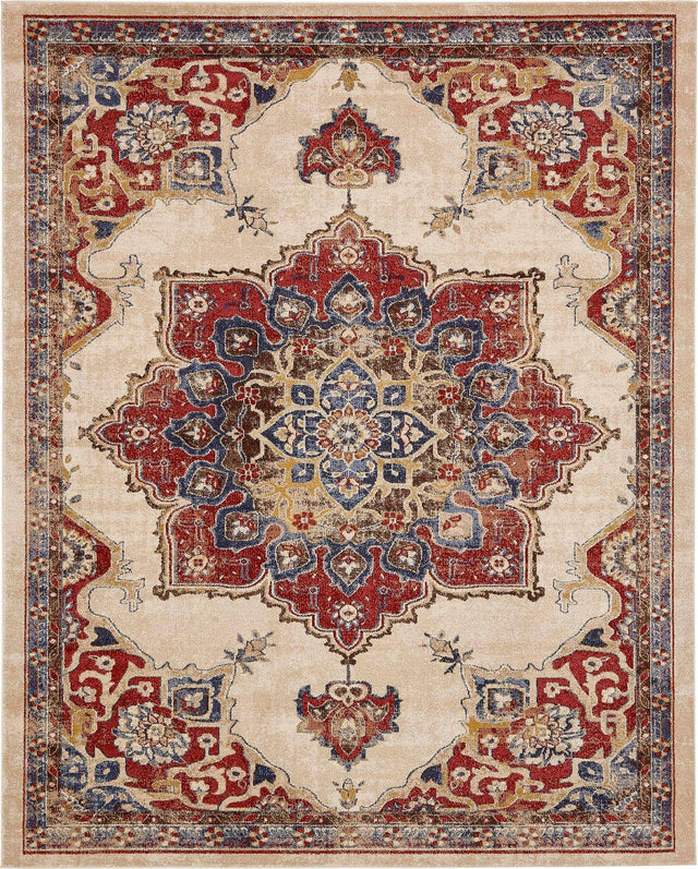 Cream 8' x 10' Utopia Rectangle Area Rug Traditional Vintage Persian Inspired Vivid Color Durable Carpet for Unique Interiors for Sale at Rug Engine