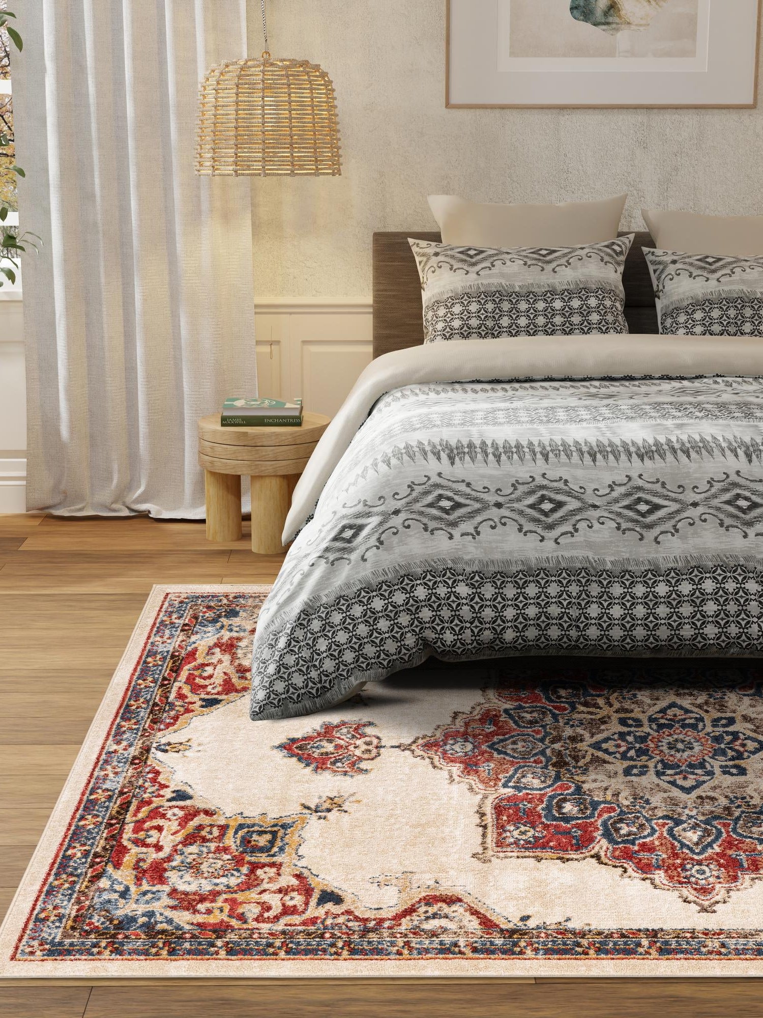 Cream 5' x 8' Utopia Rectangle Area Rug Traditional Vintage Persian Inspired Vivid Color Durable Carpet for Unique Interiors for Sale at Rug Engine