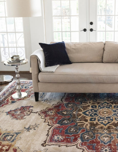 Cream 7' 1 x 10' Utopia Rectangle Area Rug Traditional Vintage Persian Inspired Vivid Color Durable Carpet for Unique Interiors for Sale at Rug Engine