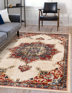 Cream 4' x 6' Utopia Rectangle Area Rug Traditional Vintage Persian Inspired Vivid Color Durable Carpet for Unique Interiors for Sale at Rug Engine