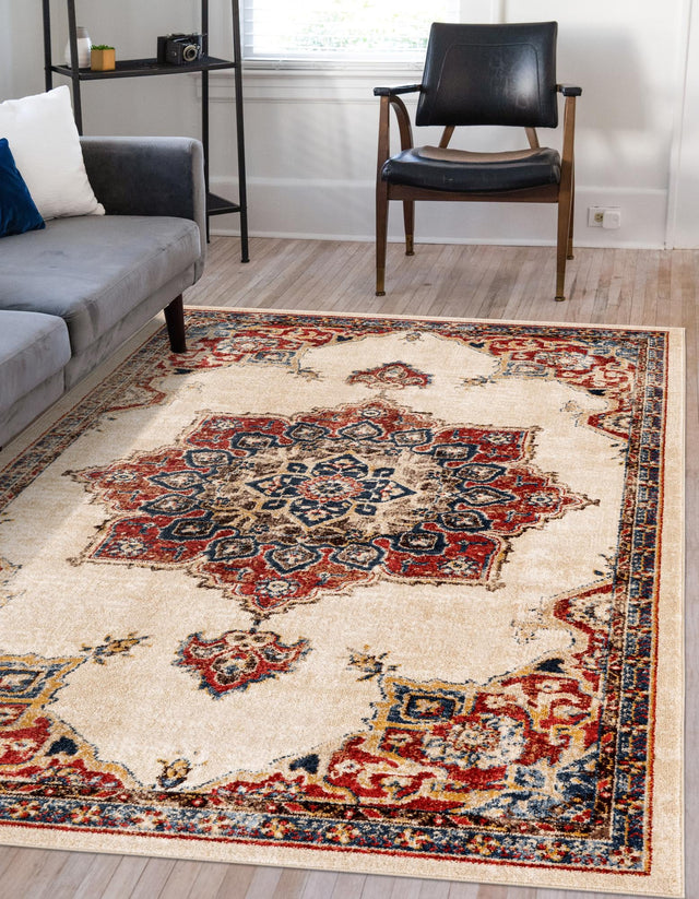 Cream 4' x 6' Utopia Rectangle Area Rug Traditional Vintage Persian Inspired Vivid Color Durable Carpet for Unique Interiors for Sale at Rug Engine