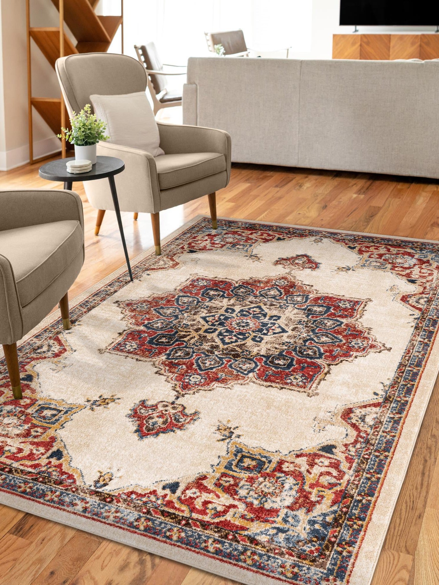 Cream 3' 3 x 5' 3 Utopia Rectangle Area Rug Traditional Vintage Persian Inspired Vivid Color Durable Carpet for Unique Interiors for Sale at Rug Engine