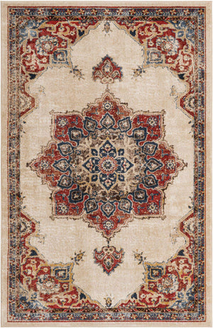 Cream 5' x 8' Utopia Rectangle Area Rug Traditional Vintage Persian Inspired Vivid Color Durable Carpet for Unique Interiors for Sale at Rug Engine
