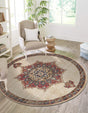 Cream 4' x 4' Utopia Round Area Rug Traditional Vintage Persian Inspired Vivid Color Durable Carpet for Unique Interiors for Sale at Rug Engine