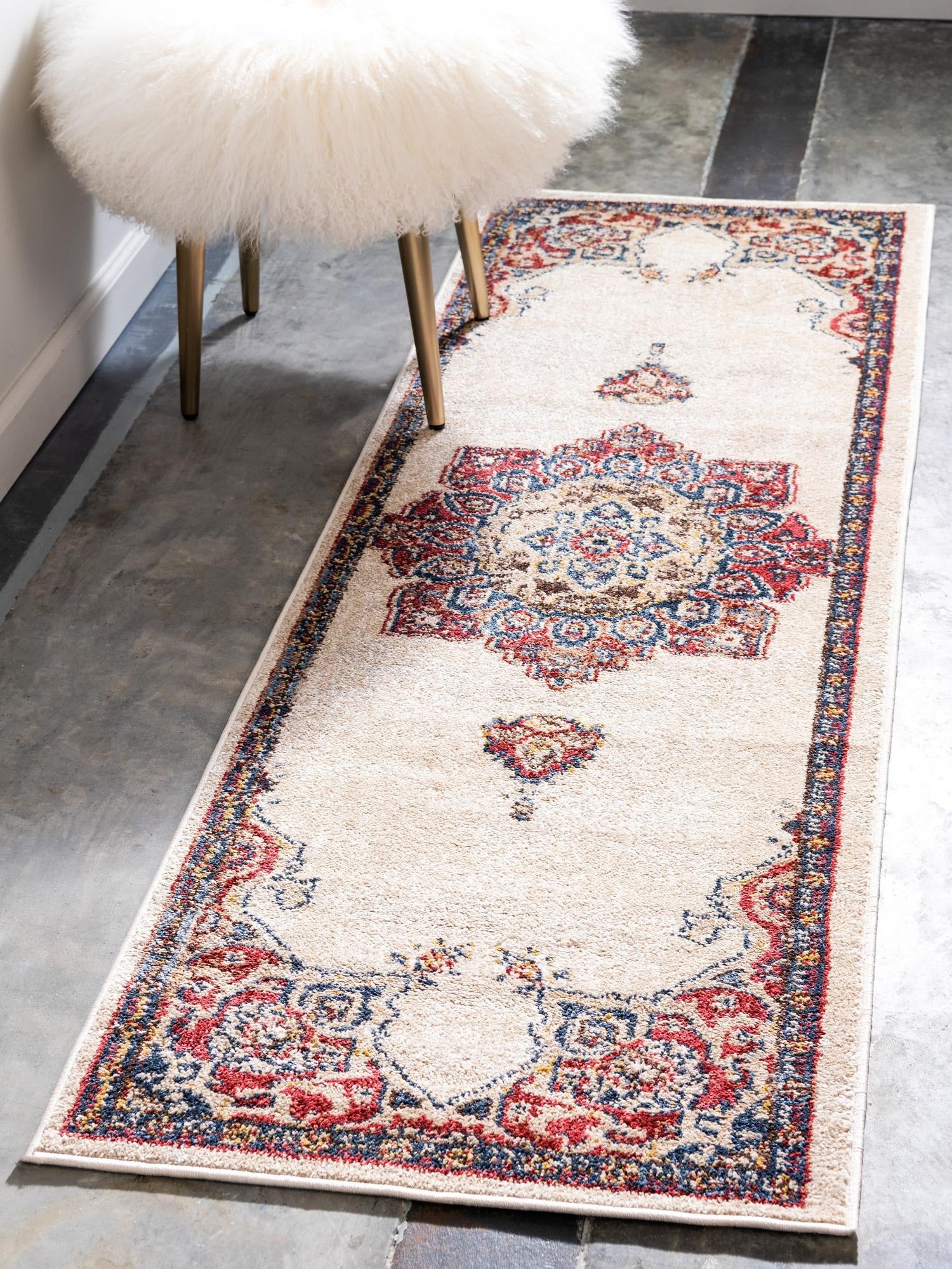 Cream 2' 7 x 10' Utopia Runner Area Rug Traditional Vintage Persian Inspired Vivid Color Durable Carpet for Unique Interiors for Sale at Rug Engine