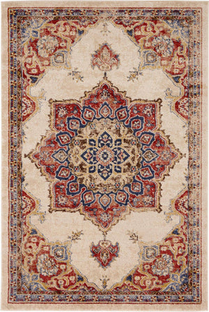 Cream 4' x 6' Utopia Rectangle Area Rug Traditional Vintage Persian Inspired Vivid Color Durable Carpet for Unique Interiors for Sale at Rug Engine