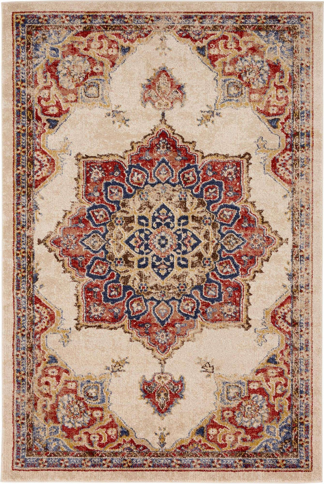 Cream 4' x 6' Utopia Rectangle Area Rug Traditional Vintage Persian Inspired Vivid Color Durable Carpet for Unique Interiors for Sale at Rug Engine