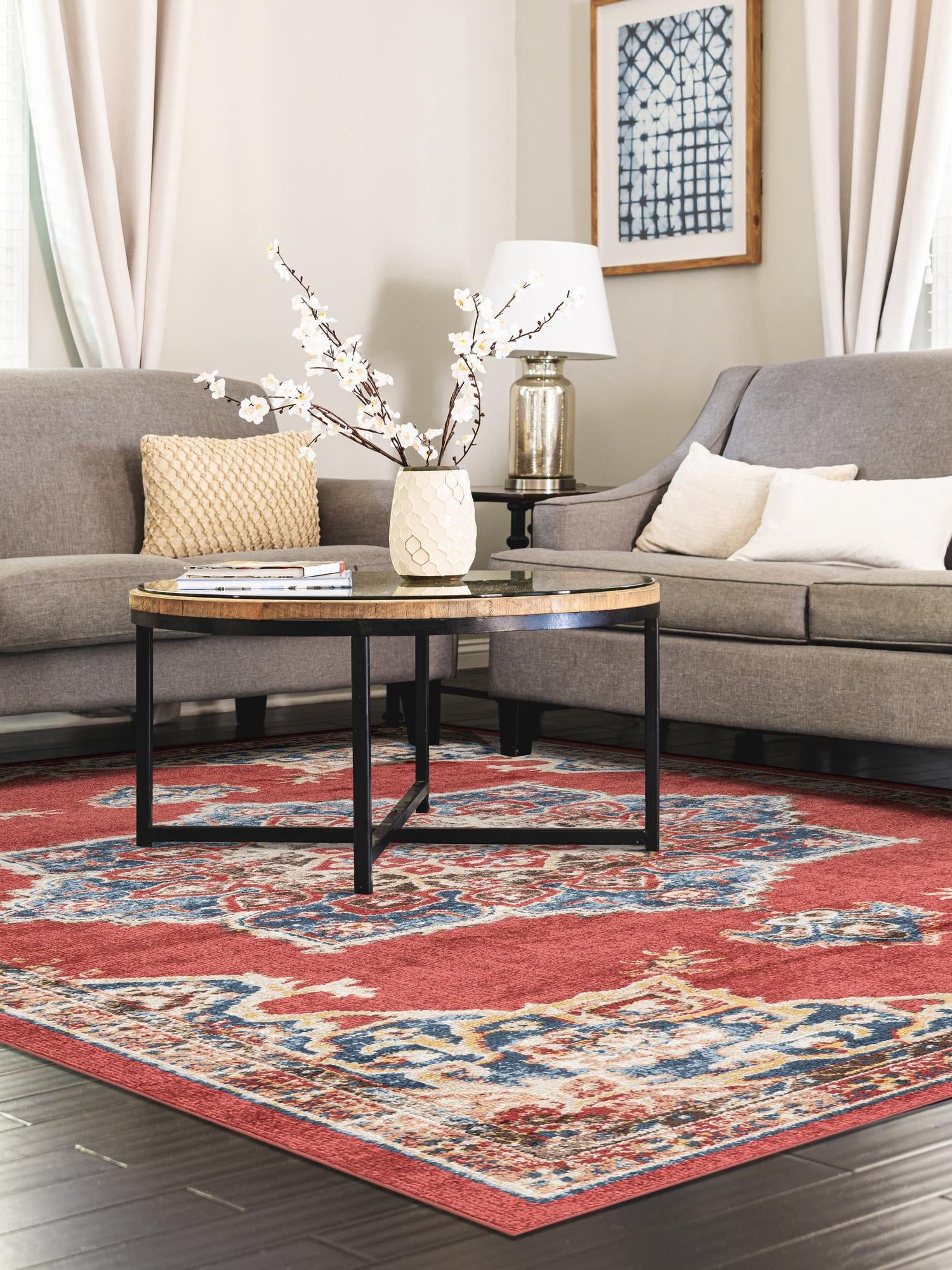 Burgundy 4' x 6' Utopia Rectangle Area Rug Traditional Vintage Persian Inspired Vivid Color Durable Carpet for Unique Interiors for Sale at Rug Engine