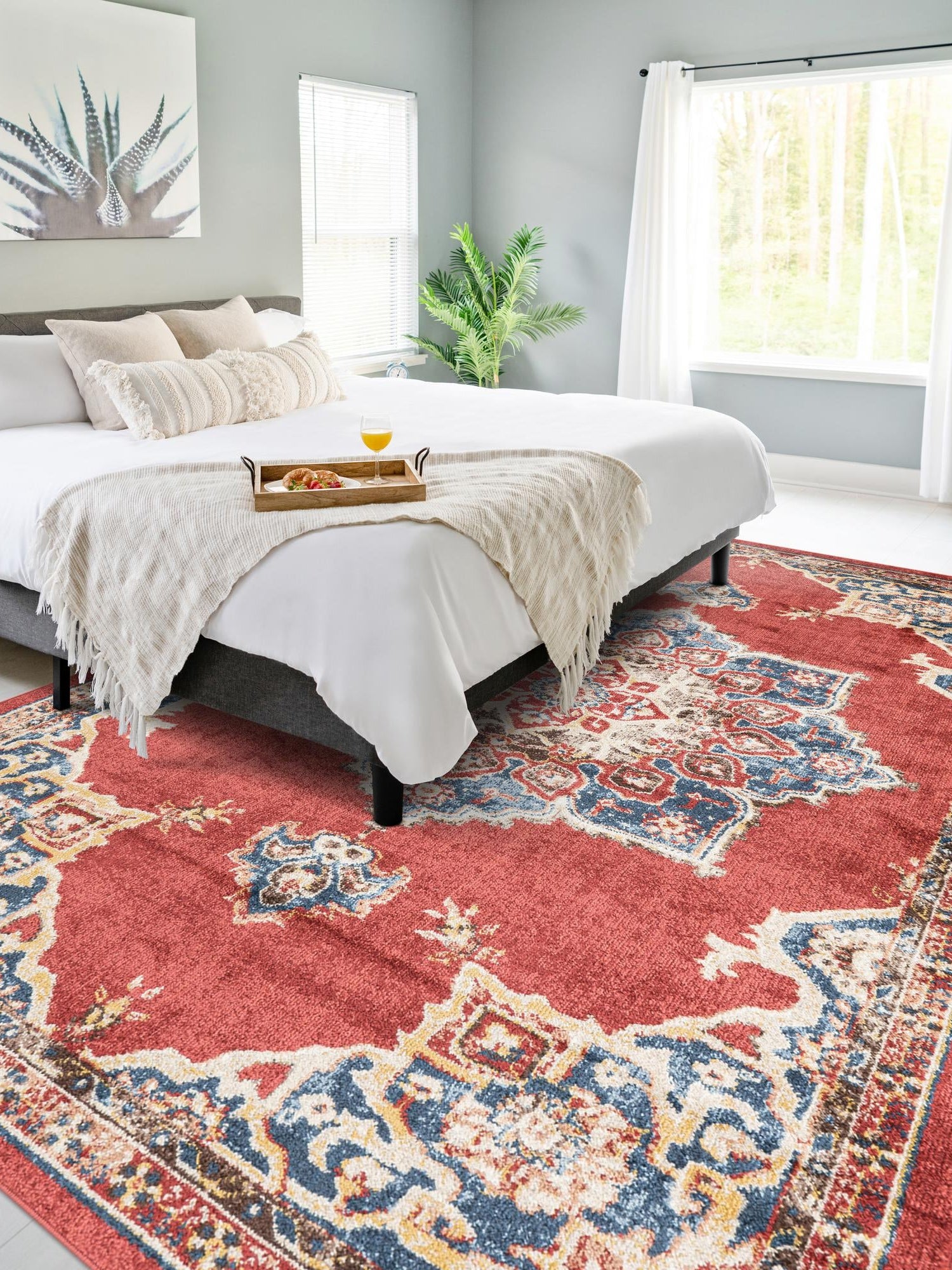 Burgundy 4' x 6' Utopia Rectangle Area Rug Traditional Vintage Persian Inspired Vivid Color Durable Carpet for Unique Interiors for Sale at Rug Engine