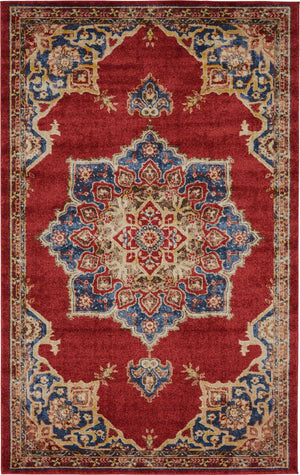 Burgundy 5' x 8' Utopia Rectangle Area Rug Traditional Vintage Persian Inspired Vivid Color Durable Carpet for Unique Interiors for Sale at Rug Engine
