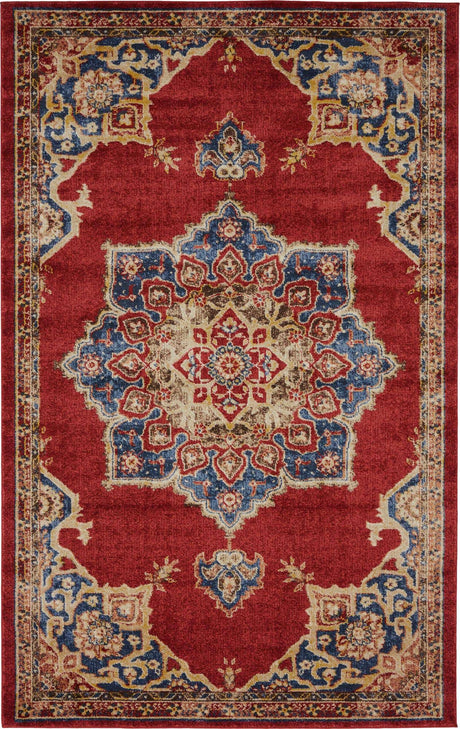 Burgundy 5' x 8' Utopia Rectangle Area Rug Traditional Vintage Persian Inspired Vivid Color Durable Carpet for Unique Interiors for Sale at Rug Engine