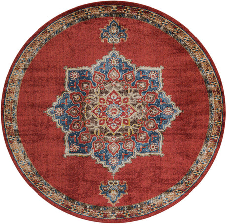Burgundy 8' x 8' Utopia Round Area Rug Traditional Vintage Persian Inspired Vivid Color Durable Carpet for Unique Interiors for Sale at Rug Engine