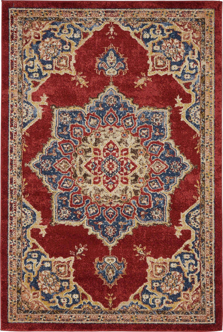 Burgundy 4' x 6' Utopia Rectangle Area Rug Traditional Vintage Persian Inspired Vivid Color Durable Carpet for Unique Interiors for Sale at Rug Engine