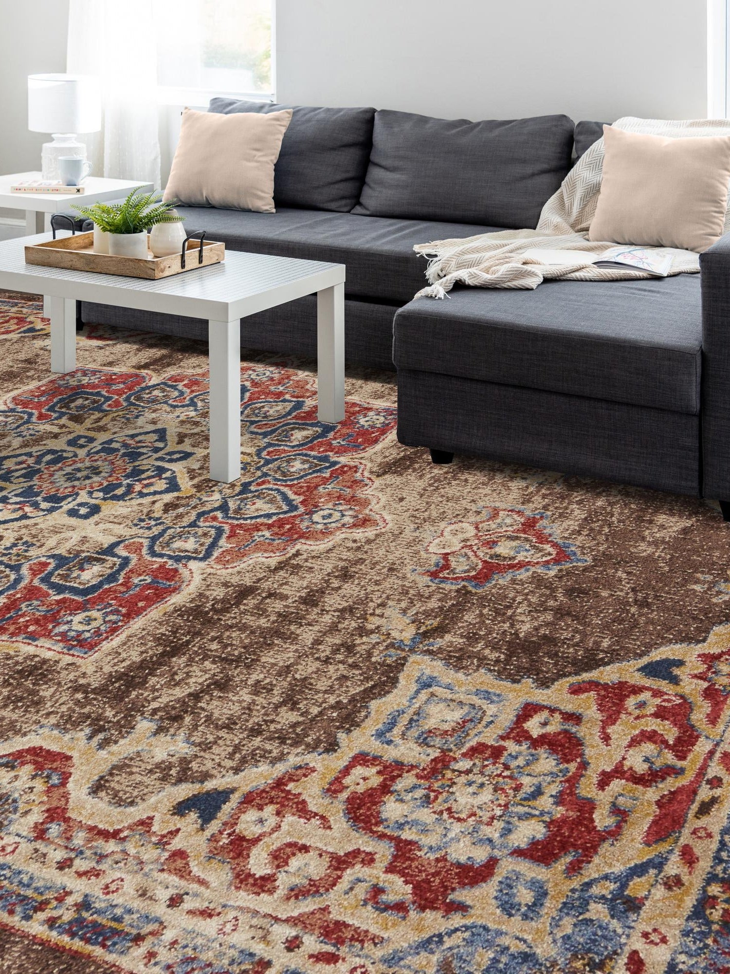 Chocolate Brown 8' x 10' Utopia Rectangle Area Rug Traditional Vintage Persian Inspired Vivid Color Durable Carpet for Unique Interiors for Sale at Rug Engine