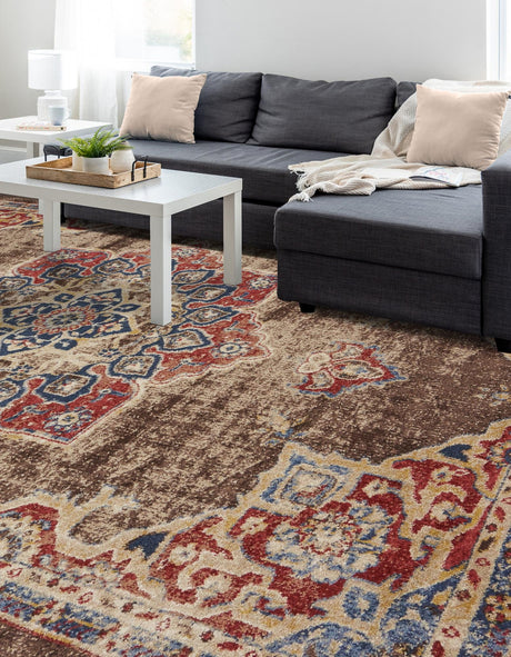 Chocolate Brown 8' x 10' Utopia Rectangle Area Rug Traditional Vintage Persian Inspired Vivid Color Durable Carpet for Unique Interiors for Sale at Rug Engine