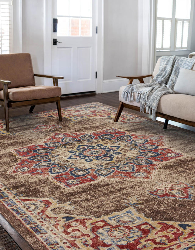 Chocolate Brown 8' x 10' Utopia Rectangle Area Rug Traditional Vintage Persian Inspired Vivid Color Durable Carpet for Unique Interiors for Sale at Rug Engine