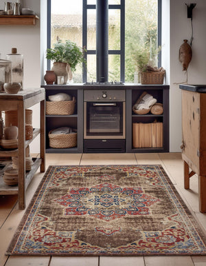 Chocolate Brown 8' x 10' Utopia Rectangle Area Rug Traditional Vintage Persian Inspired Vivid Color Durable Carpet for Unique Interiors for Sale at Rug Engine