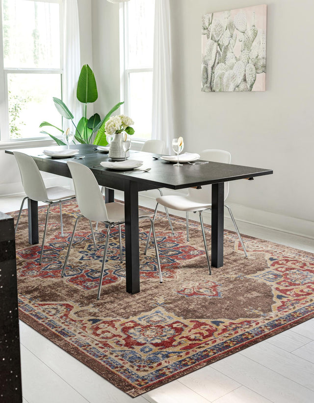 Chocolate Brown 8' x 10' Utopia Rectangle Area Rug Traditional Vintage Persian Inspired Vivid Color Durable Carpet for Unique Interiors for Sale at Rug Engine