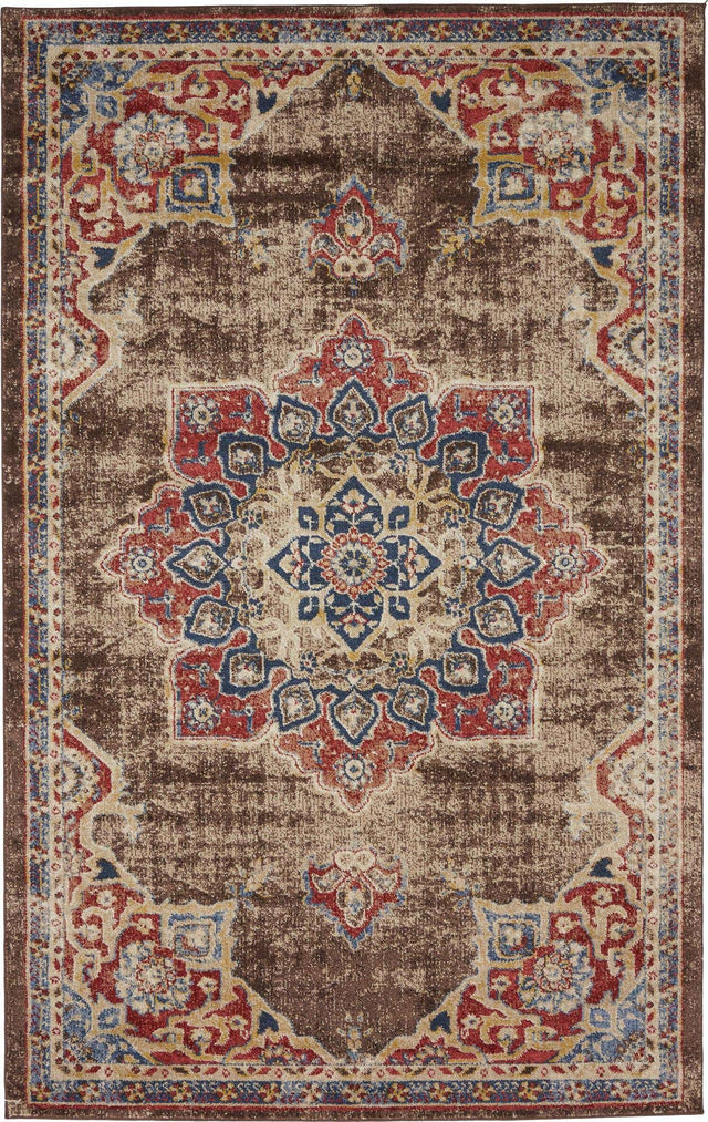 Chocolate Brown 5' 1 x 8' Utopia Rectangle Area Rug Traditional Vintage Persian Inspired Vivid Color Durable Carpet for Unique Interiors for Sale at Rug Engine
