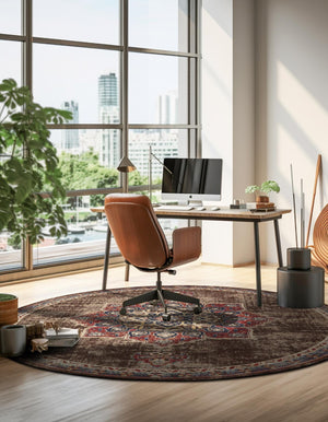 Chocolate Brown 8' x 8' Utopia Round Area Rug Traditional Vintage Persian Inspired Vivid Color Durable Carpet for Unique Interiors for Sale at Rug Engine