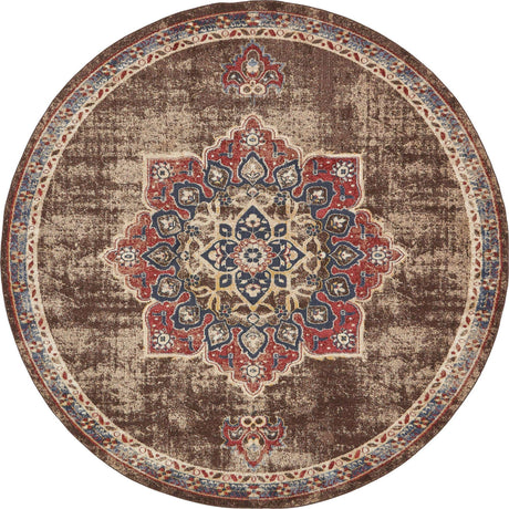 Chocolate Brown 8' x 8' Utopia Round Area Rug Traditional Vintage Persian Inspired Vivid Color Durable Carpet for Unique Interiors for Sale at Rug Engine