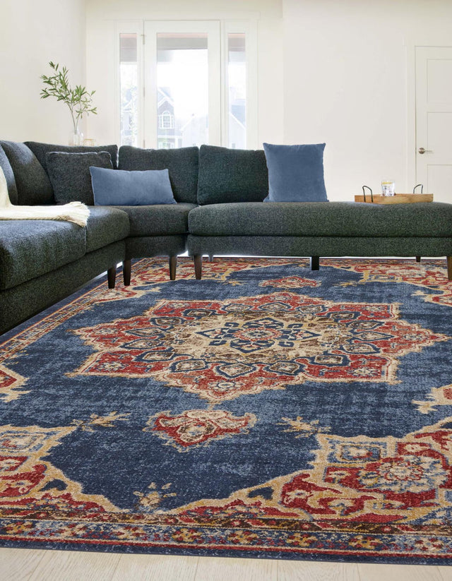 Dark Blue 6' 1 x 9' Utopia Rectangle Area Rug Traditional Vintage Persian Inspired Vivid Color Durable Carpet for Unique Interiors for Sale at Rug Engine