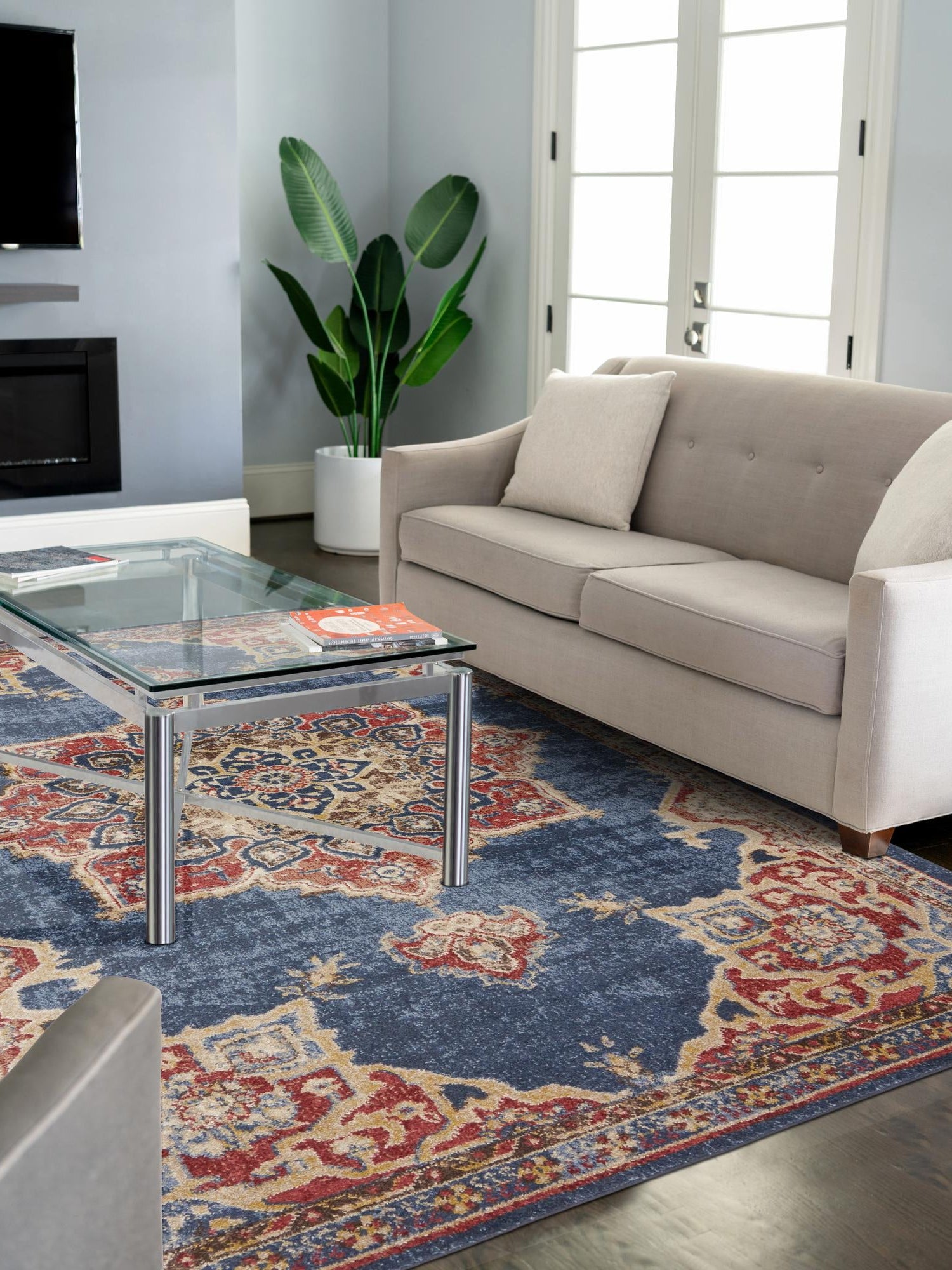 Dark Blue 5' 1 x 8' Utopia Rectangle Area Rug Traditional Vintage Persian Inspired Vivid Color Durable Carpet for Unique Interiors for Sale at Rug Engine