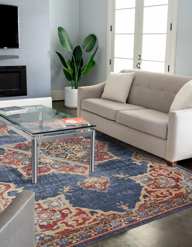 Dark Blue 6' 1 x 9' Utopia Rectangle Area Rug Traditional Vintage Persian Inspired Vivid Color Durable Carpet for Unique Interiors for Sale at Rug Engine