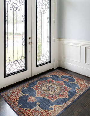 Dark Blue 4' 1 x 6' 1 Utopia Rectangle Area Rug Traditional Vintage Persian Inspired Vivid Color Durable Carpet for Unique Interiors for Sale at Rug Engine