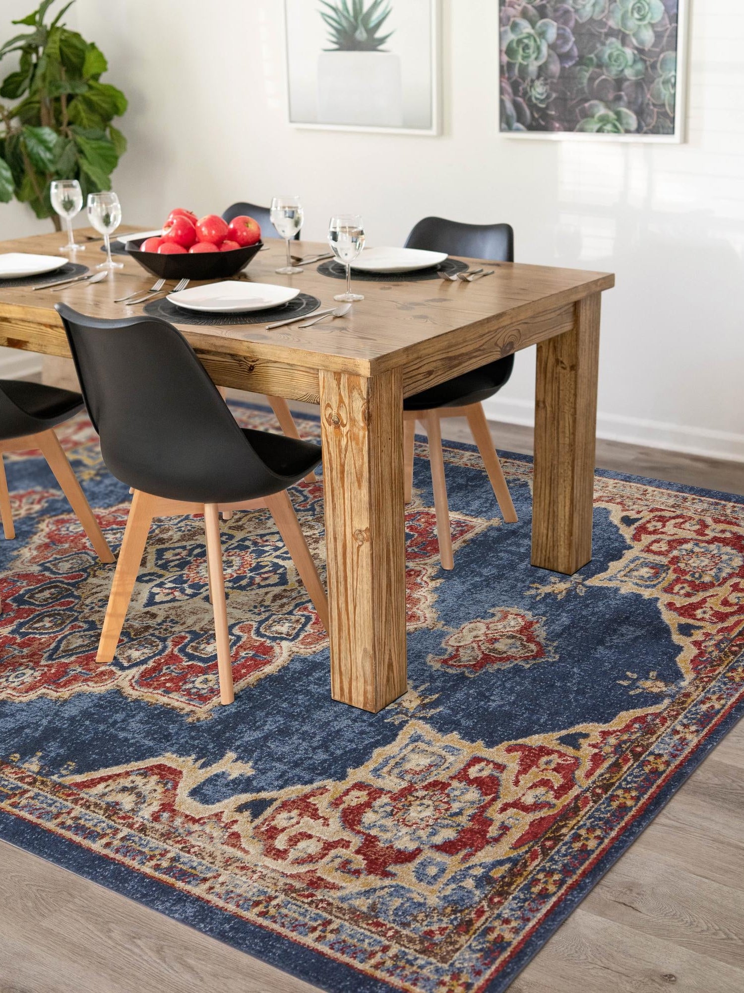 Dark Blue 4' 1 x 6' 1 Utopia Rectangle Area Rug Traditional Vintage Persian Inspired Vivid Color Durable Carpet for Unique Interiors for Sale at Rug Engine