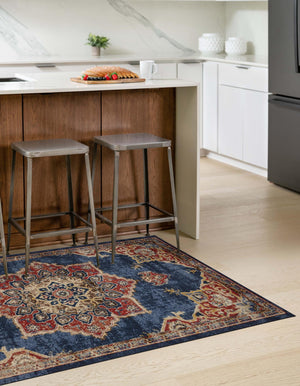 Dark Blue 6' 1 x 9' Utopia Rectangle Area Rug Traditional Vintage Persian Inspired Vivid Color Durable Carpet for Unique Interiors for Sale at Rug Engine
