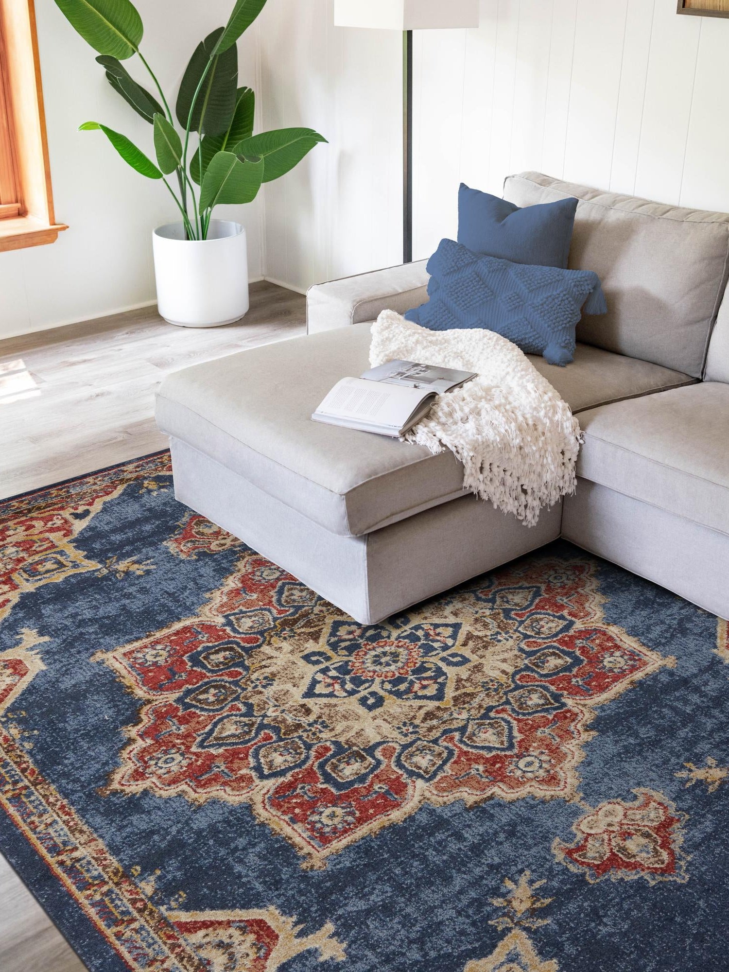 Dark Blue 10' x 14' Utopia Rectangle Area Rug Traditional Vintage Persian Inspired Vivid Color Durable Carpet for Unique Interiors for Sale at Rug Engine