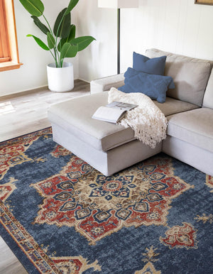 Dark Blue 6' 1 x 9' Utopia Rectangle Area Rug Traditional Vintage Persian Inspired Vivid Color Durable Carpet for Unique Interiors for Sale at Rug Engine