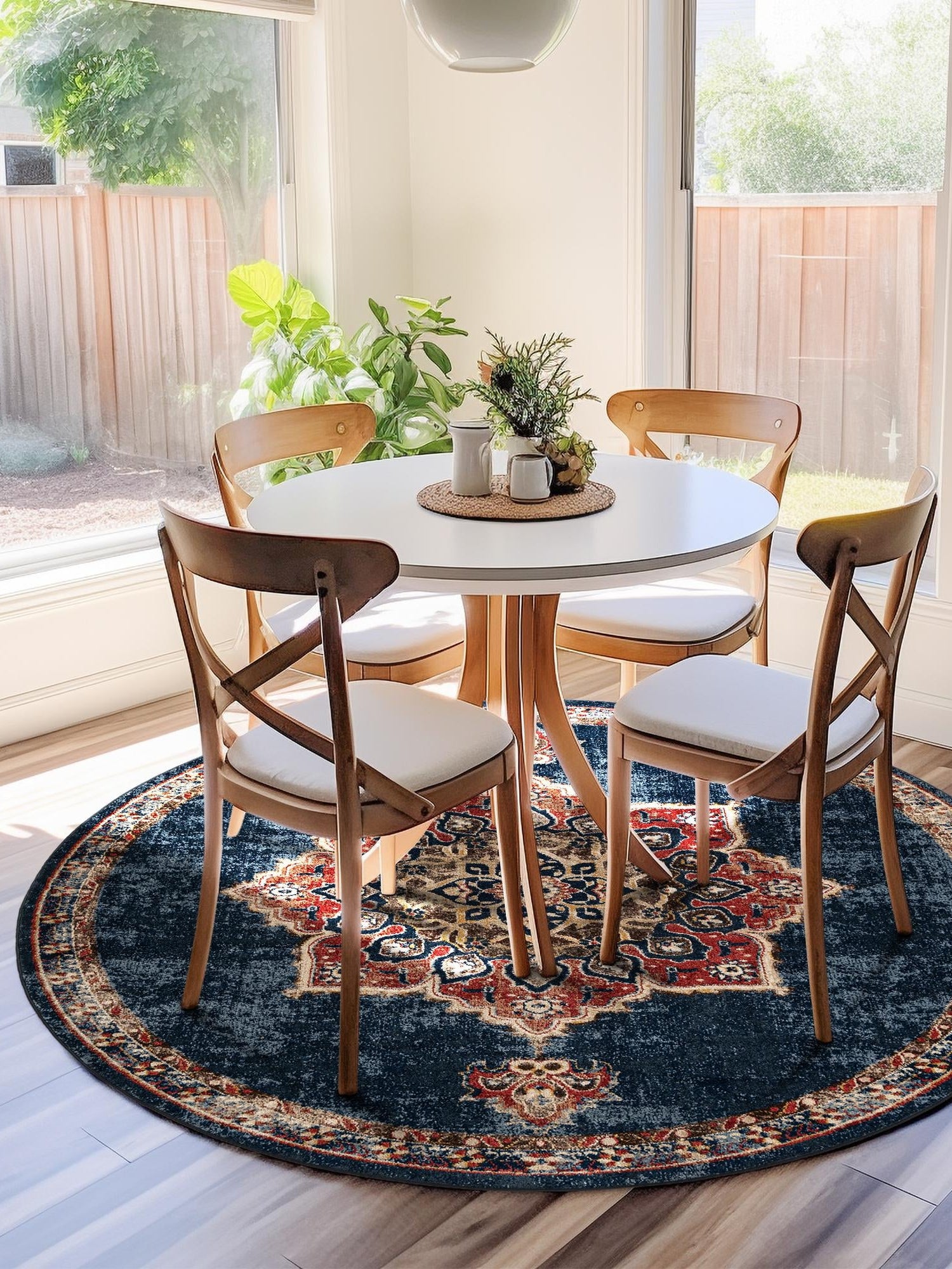 Dark Blue 3' 3 x 3' 3 Utopia Round Area Rug Traditional Vintage Persian Inspired Vivid Color Durable Carpet for Unique Interiors for Sale at Rug Engine