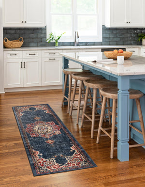 Dark Blue 2' 7 x 10' Utopia Runner Area Rug Traditional Vintage Persian Inspired Vivid Color Durable Carpet for Unique Interiors for Sale at Rug Engine