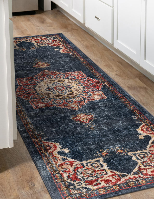Dark Blue 2' x 8' Utopia Runner Area Rug Traditional Vintage Persian Inspired Vivid Color Durable Carpet for Unique Interiors for Sale at Rug Engine