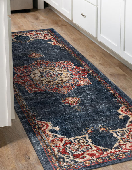Dark Blue 2' 7 x 13' 1 Utopia Runner Area Rug Traditional Vintage Persian Inspired Vivid Color Durable Carpet for Unique Interiors for Sale at Rug Engine